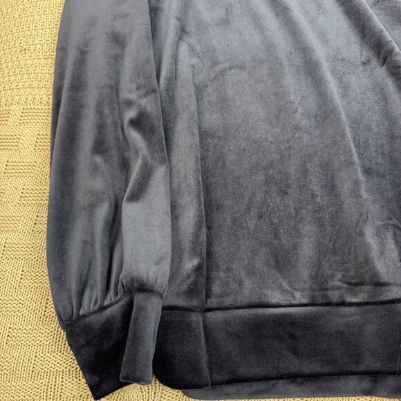 LOFT Midnight Blue Crew Neck Velour Velvet Sweater Small - Picture 9 of 9